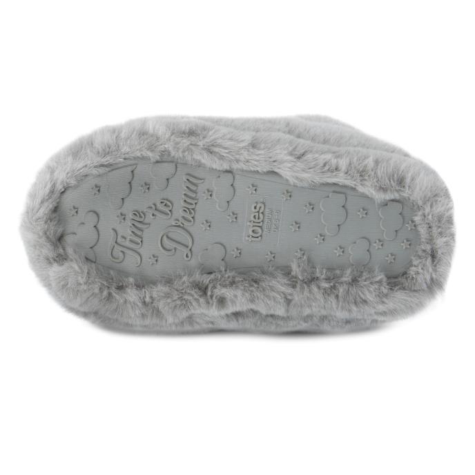 totes® Ladies Faux Fur Boot Slippers Grey Extra Image 6